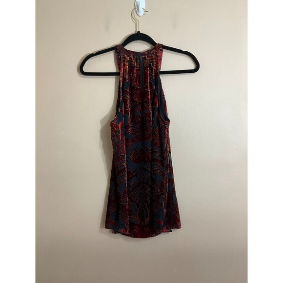 Daniel Rainn Womens Velour Tank Top Sz Small Red Witch Goth Fairy Grunge Floral - Picture 3 of 8